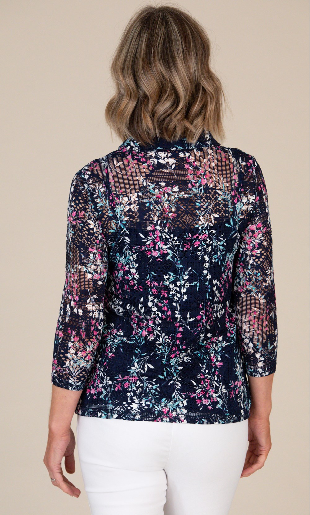 Anna Rose Printed Lace Blouse