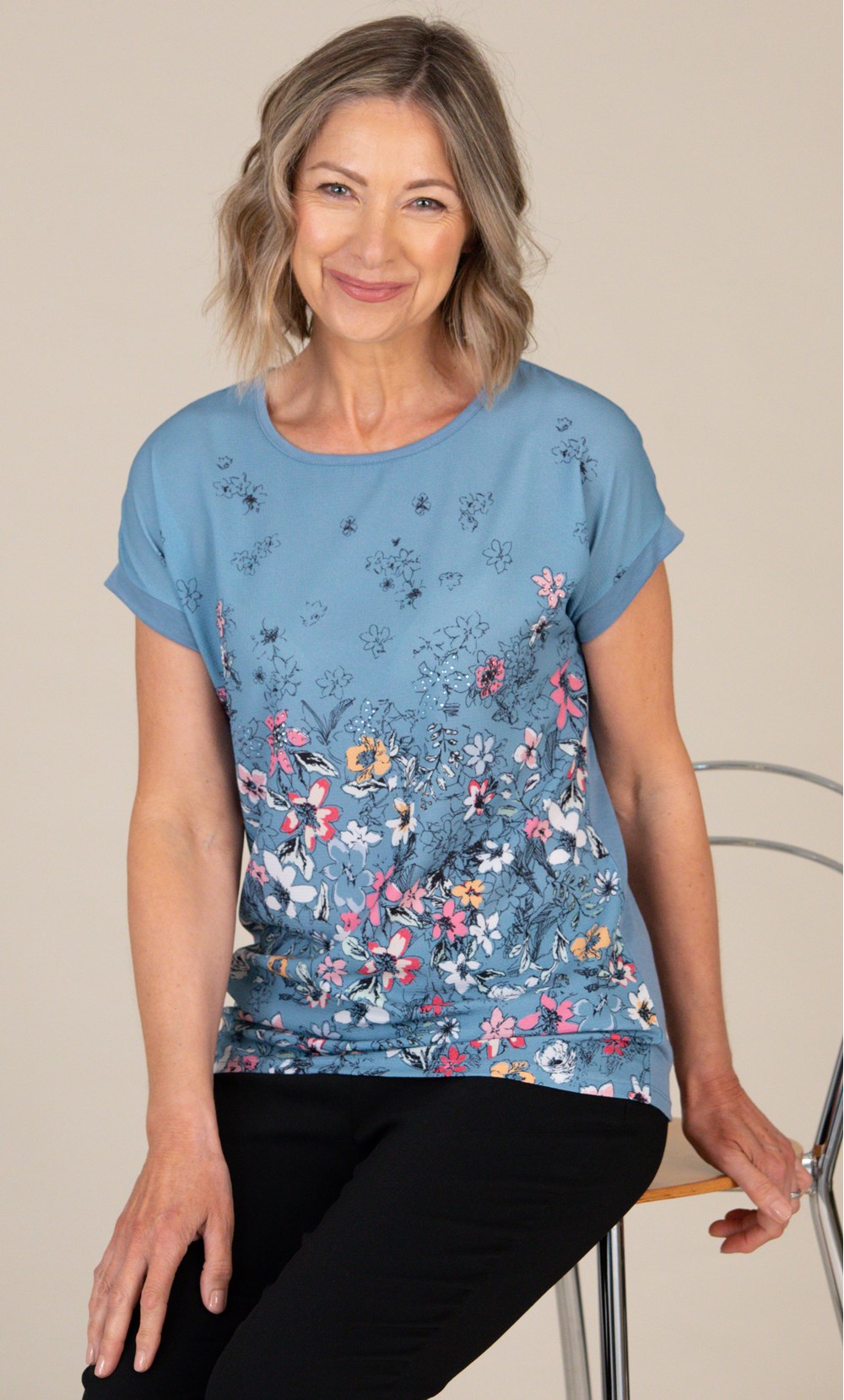 Anna Rose Textured Floral Top