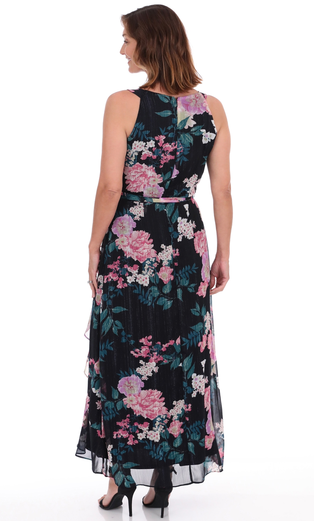Floral Chiffon Sleeveless Maxi Dress