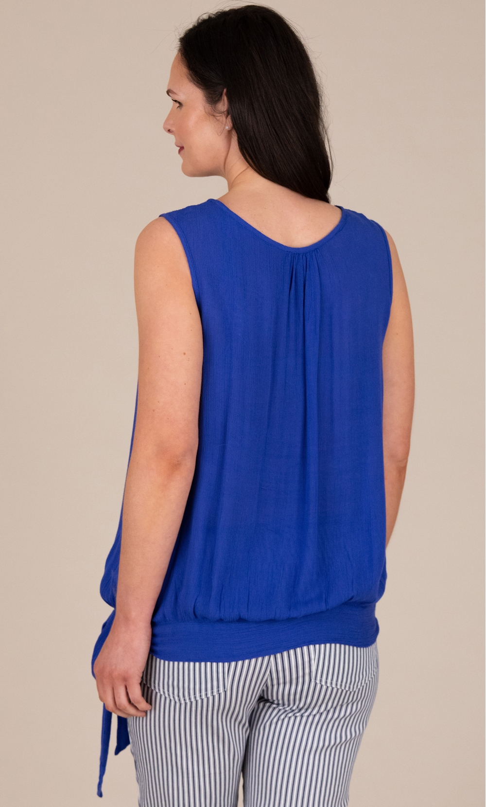 Sleeveless Embroidered Crinkle Top
