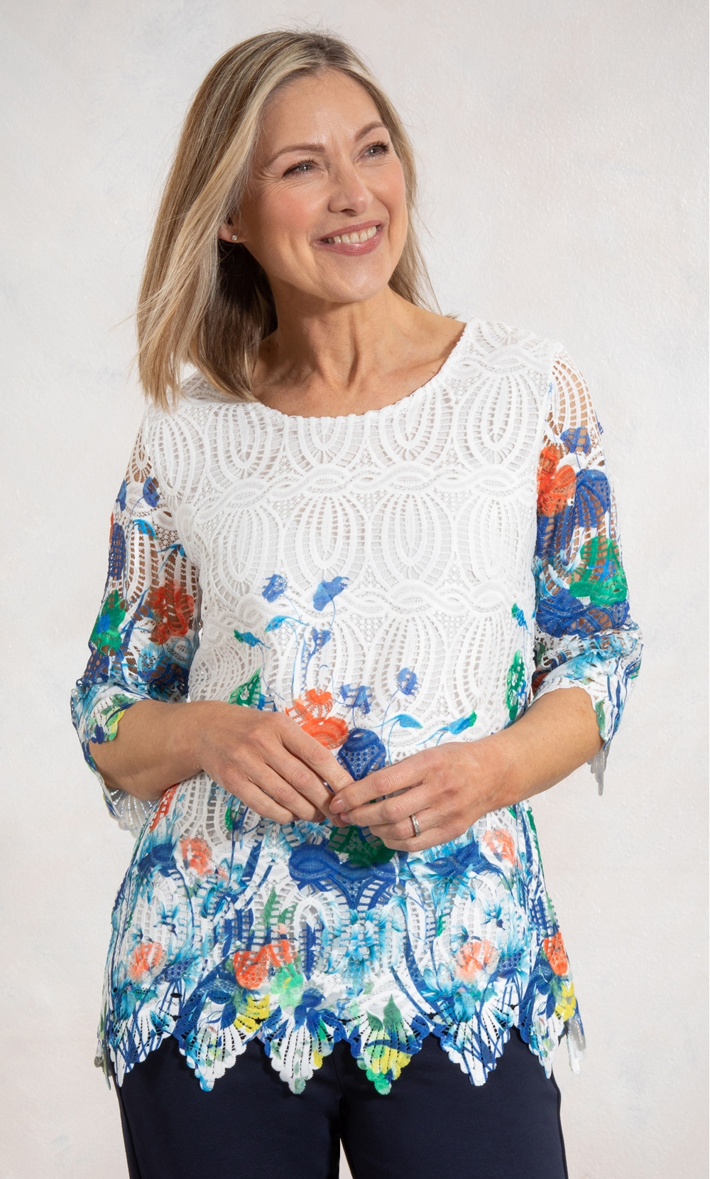 Anna Rose Border Printed Lace Top