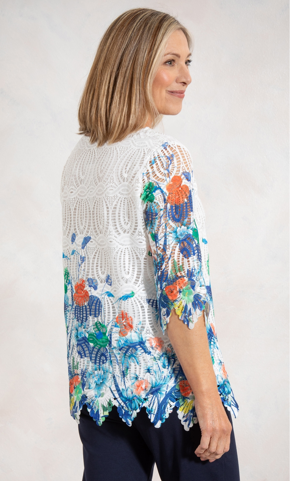 Anna Rose Border Printed Lace Top