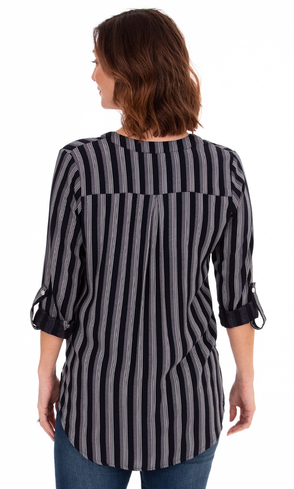 Striped Turn Up Sleeve Top