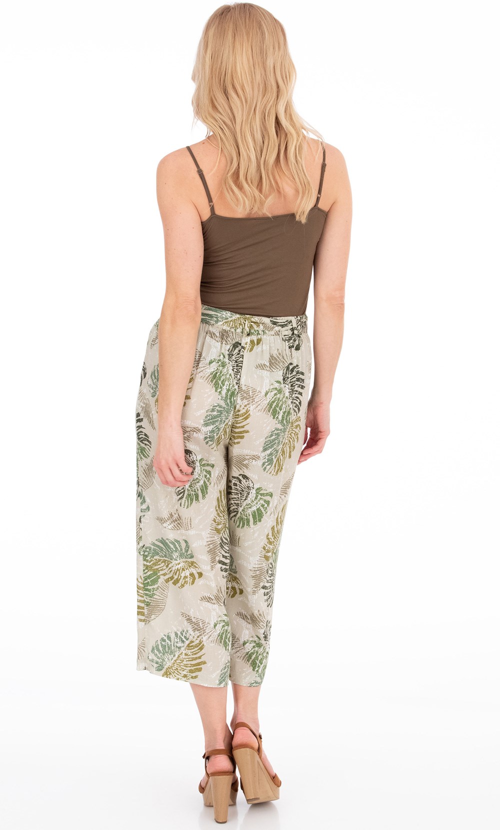 Wide Leg Cropped Printed Trousers