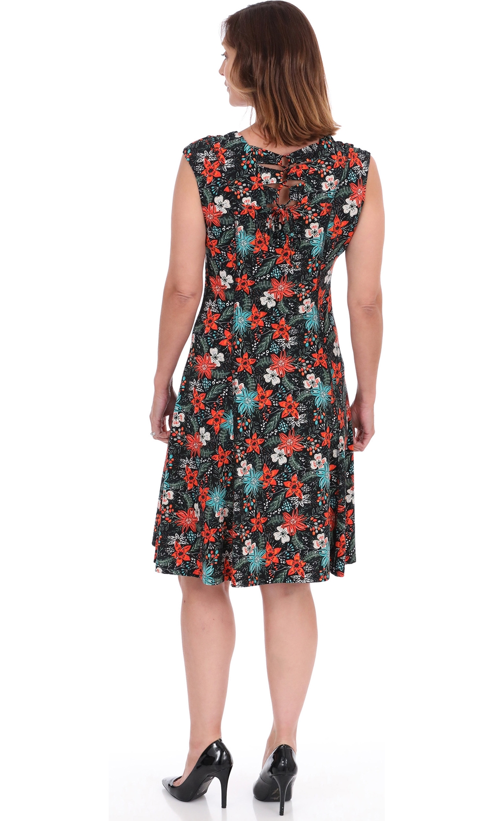 Floral Printed Panelled Short Sleeve Jersey Dress