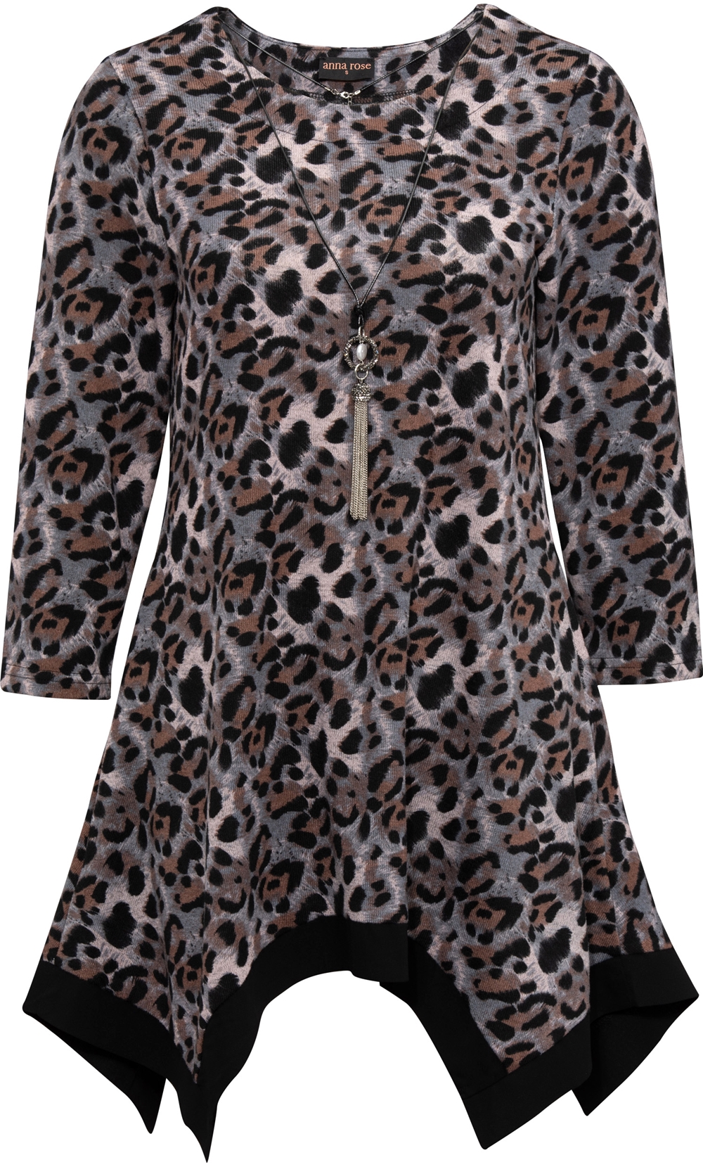 Anna Rose Animal Print Brushed Tunic With Necklace