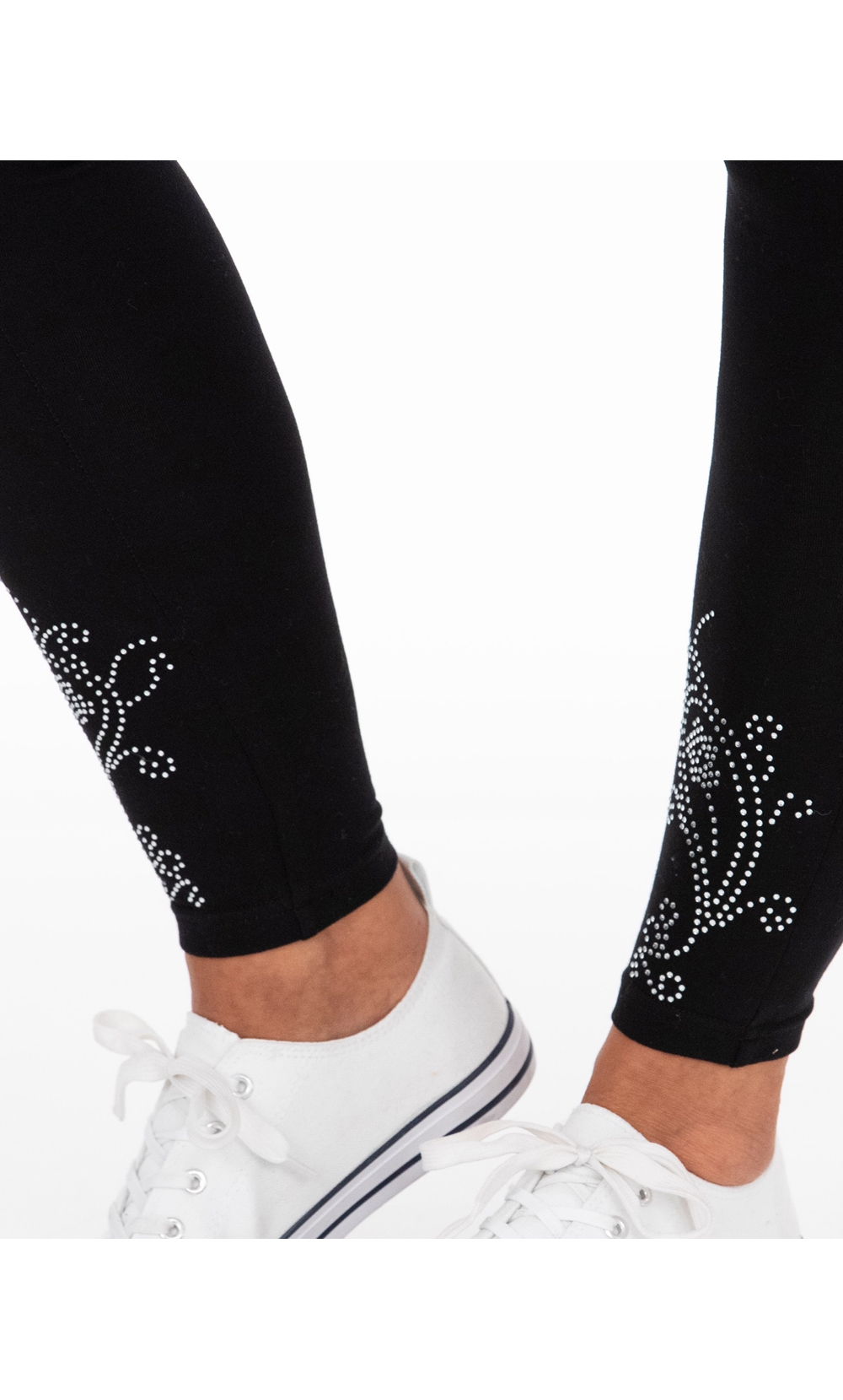 Embellished Full Length Leggings in Black