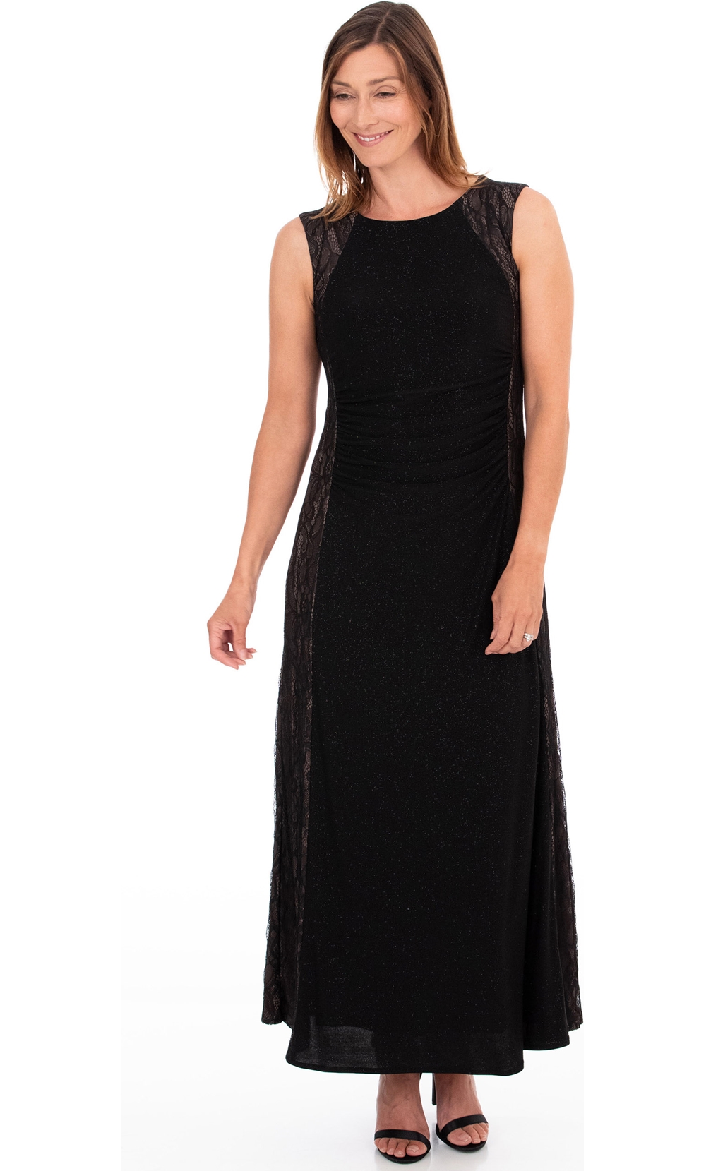 Lace Panelled Shimmer Maxi Dress