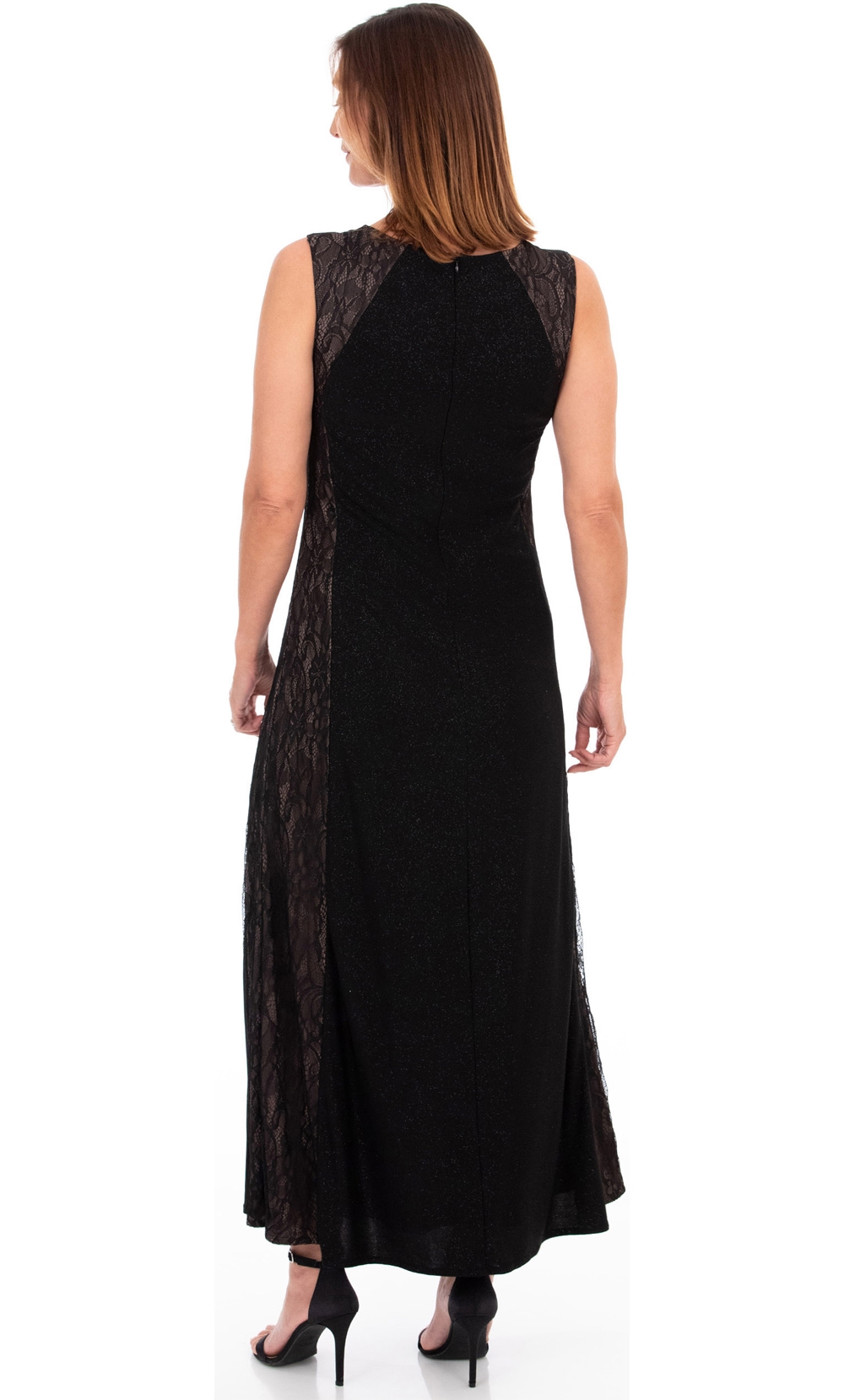 Lace Panelled Shimmer Maxi Dress