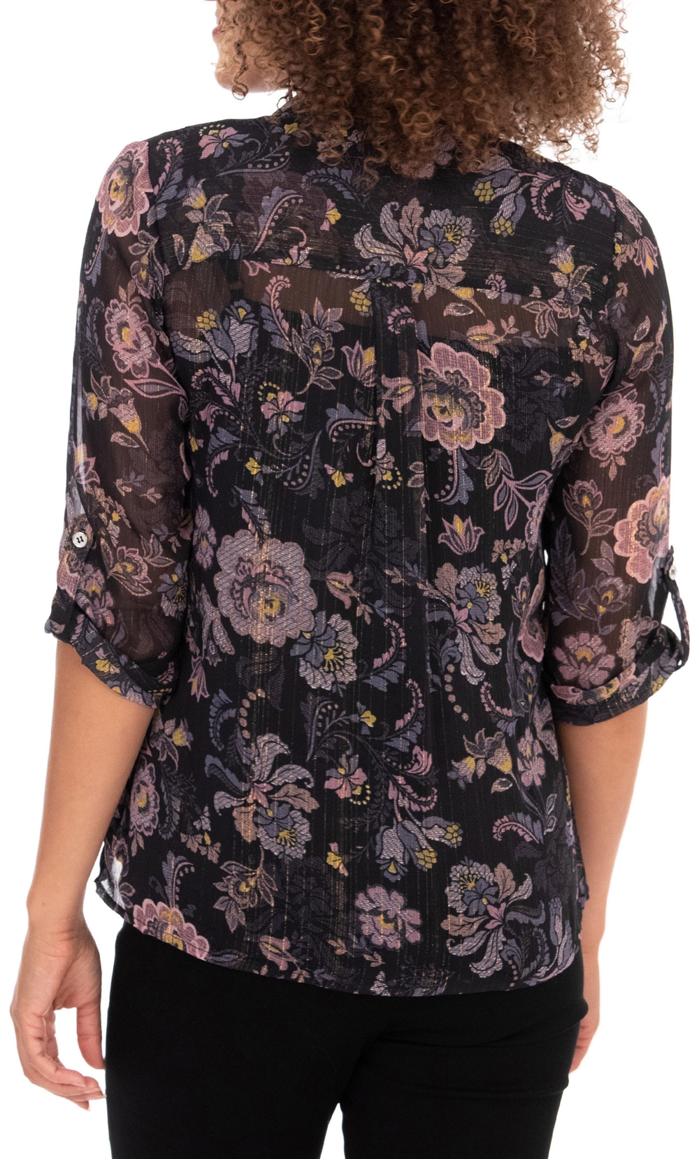 Anna Rose Sheer Floral Top With Necklace