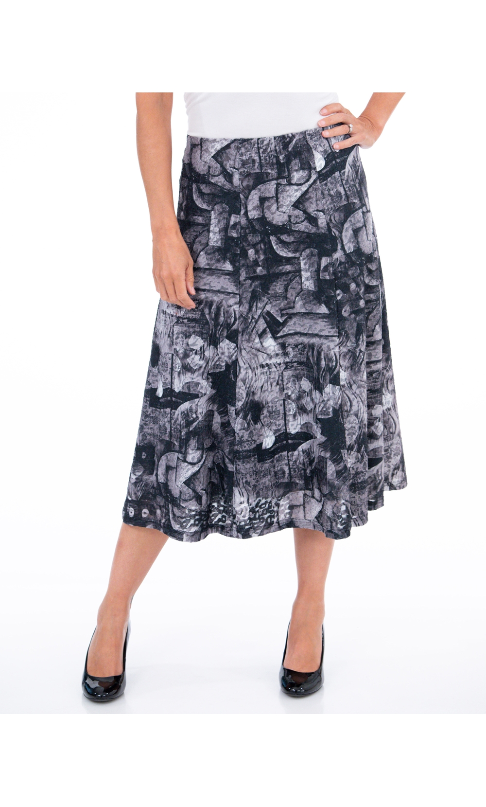 Anna Rose Abstract Print Midi Skirt