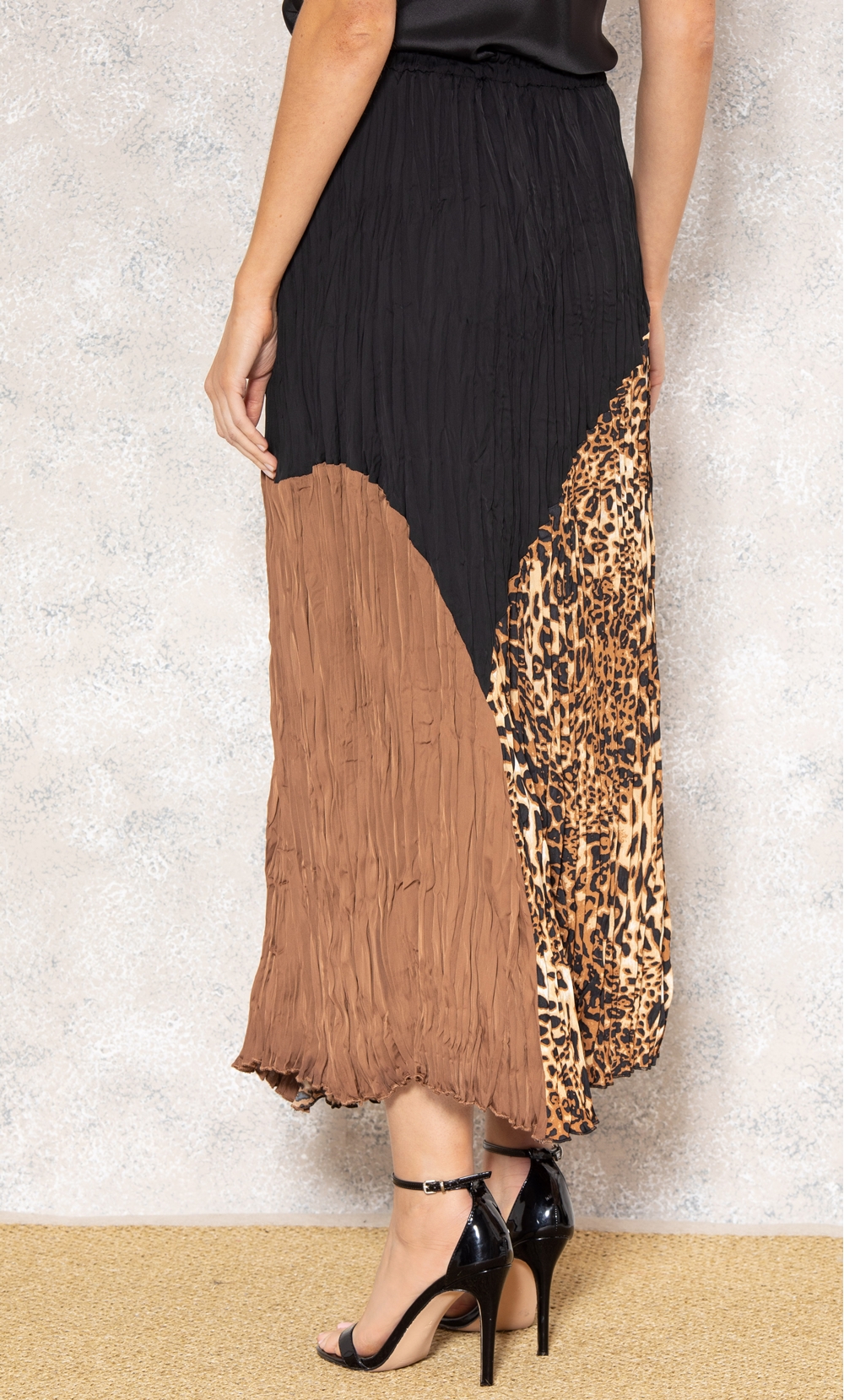 Multi Print Pleated Midi Skirt