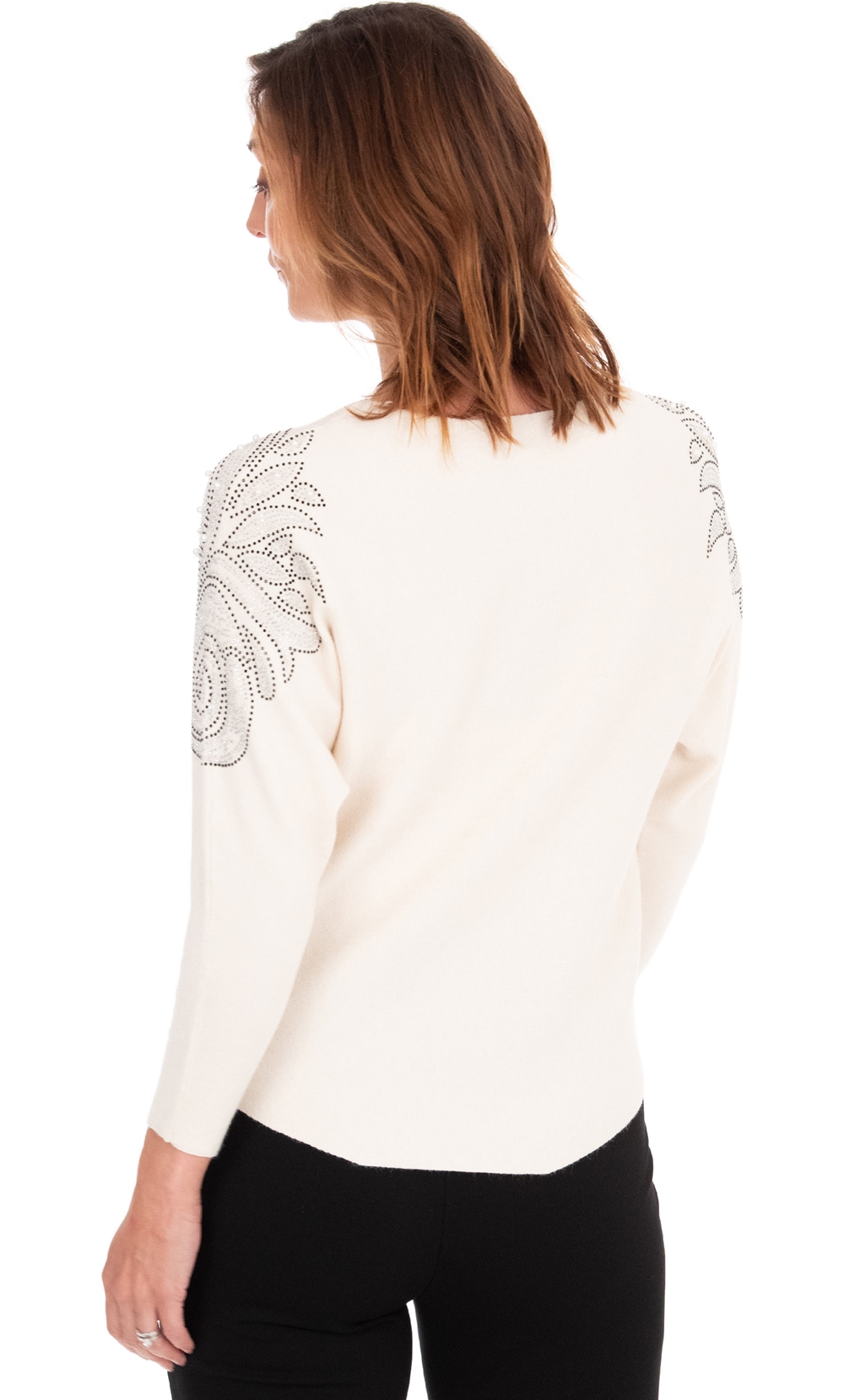 Embellished Knitted Batwing Top