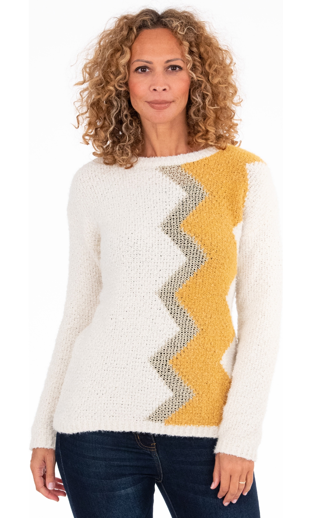 Zig-Zag Patterned Knitted Top