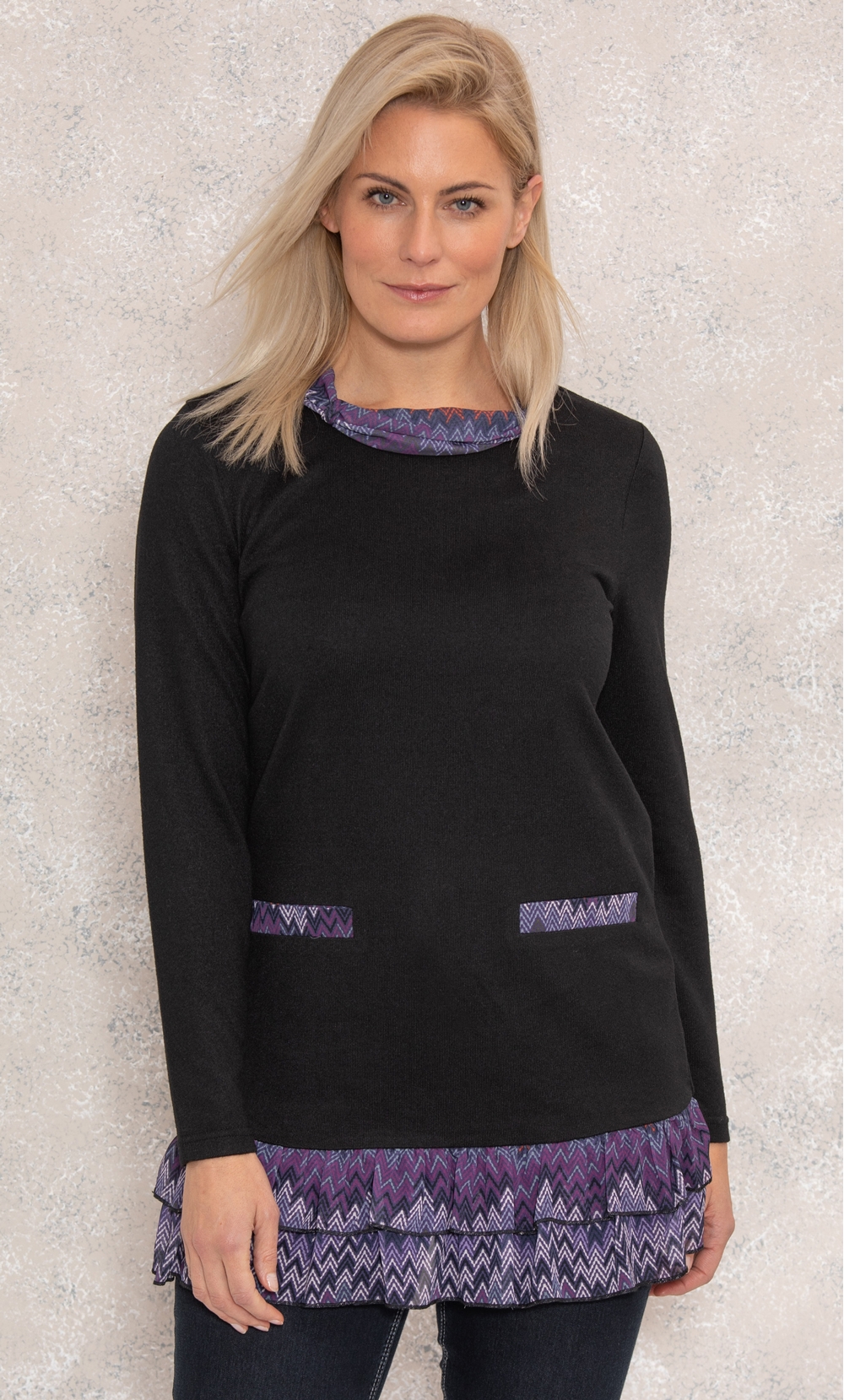 Georgette Trim Knitted Tunic