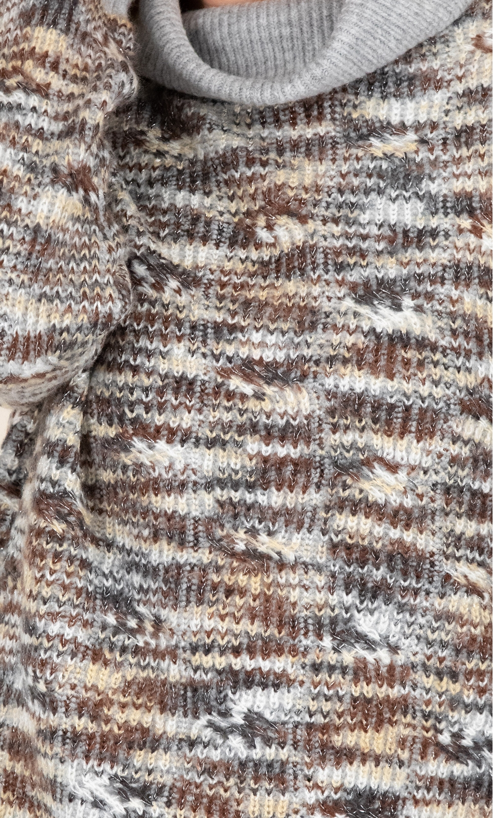 High Neck Textured Knitted Jumper