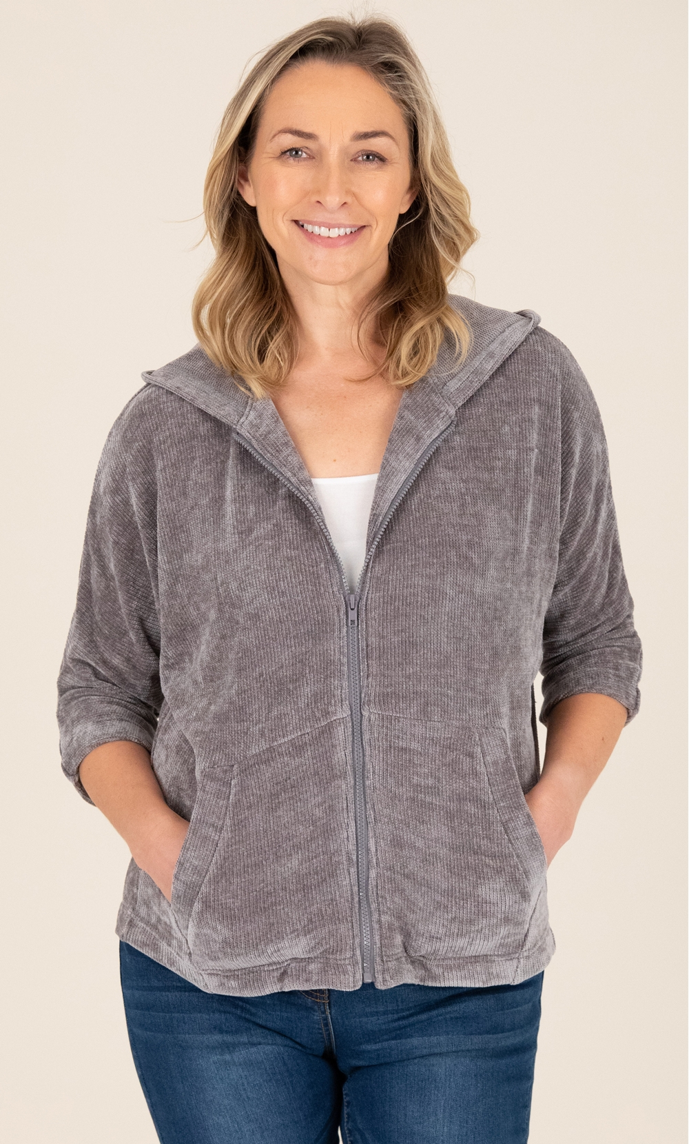 Supersoft Chenille Batwing Zip Front Jacket