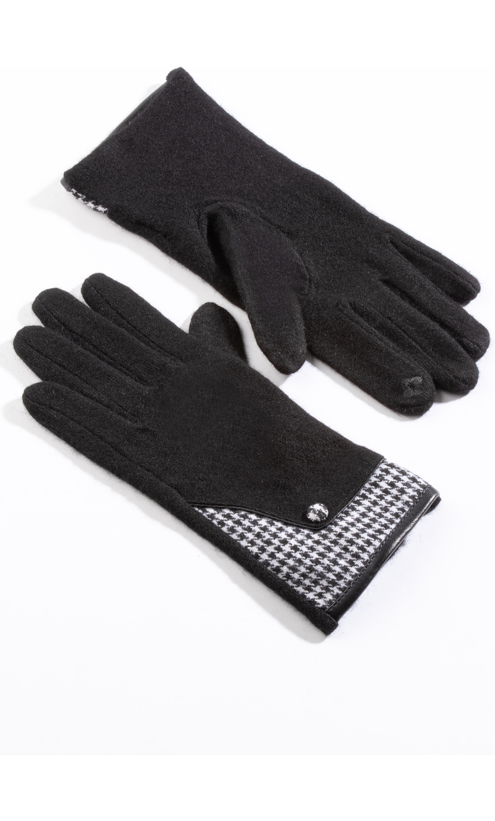 Brands - Klass Houndstooth Gloves Black Women’s