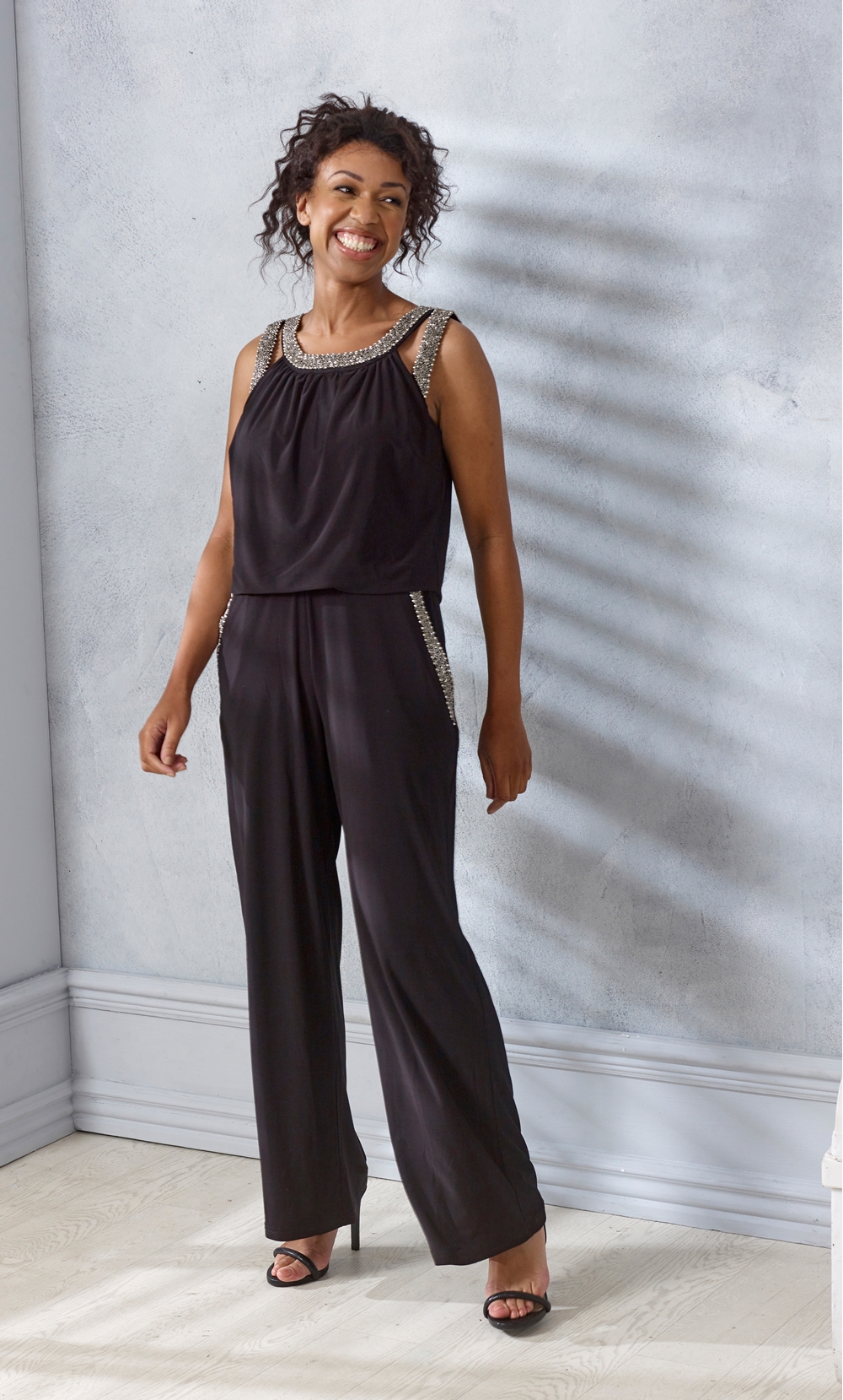 Beaded Trim Embellished Jumpsuit