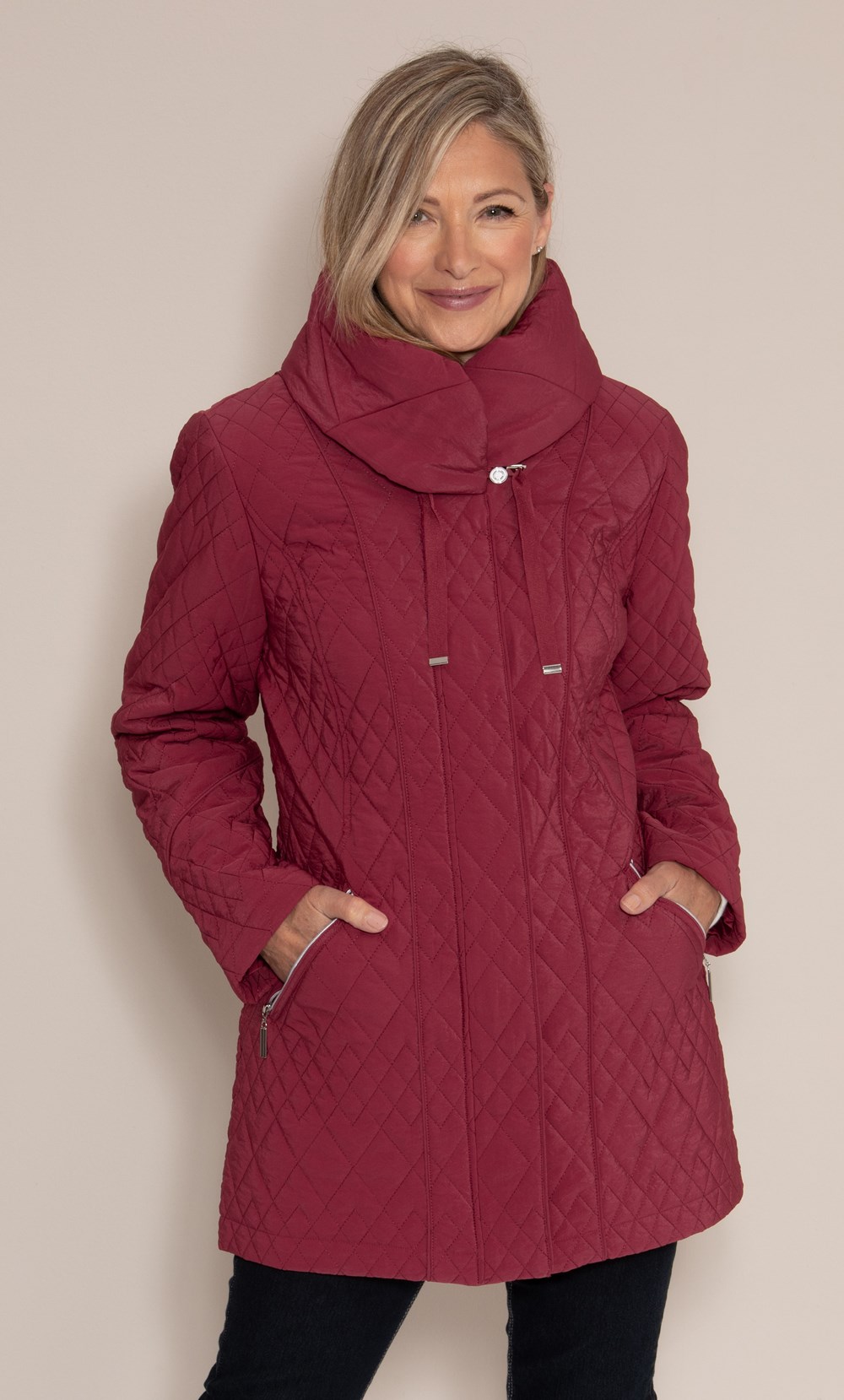 Anna Rose Quilted High Neck Coat