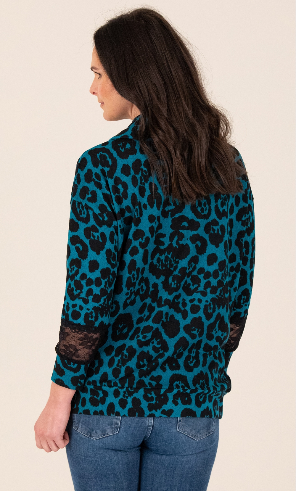 Cowl Neck Animal Print Brushed Knit Top