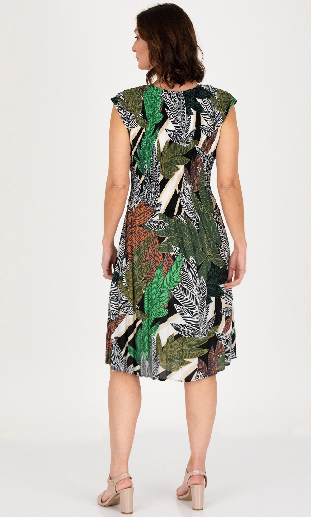 Botanical Printed Pleat Dress