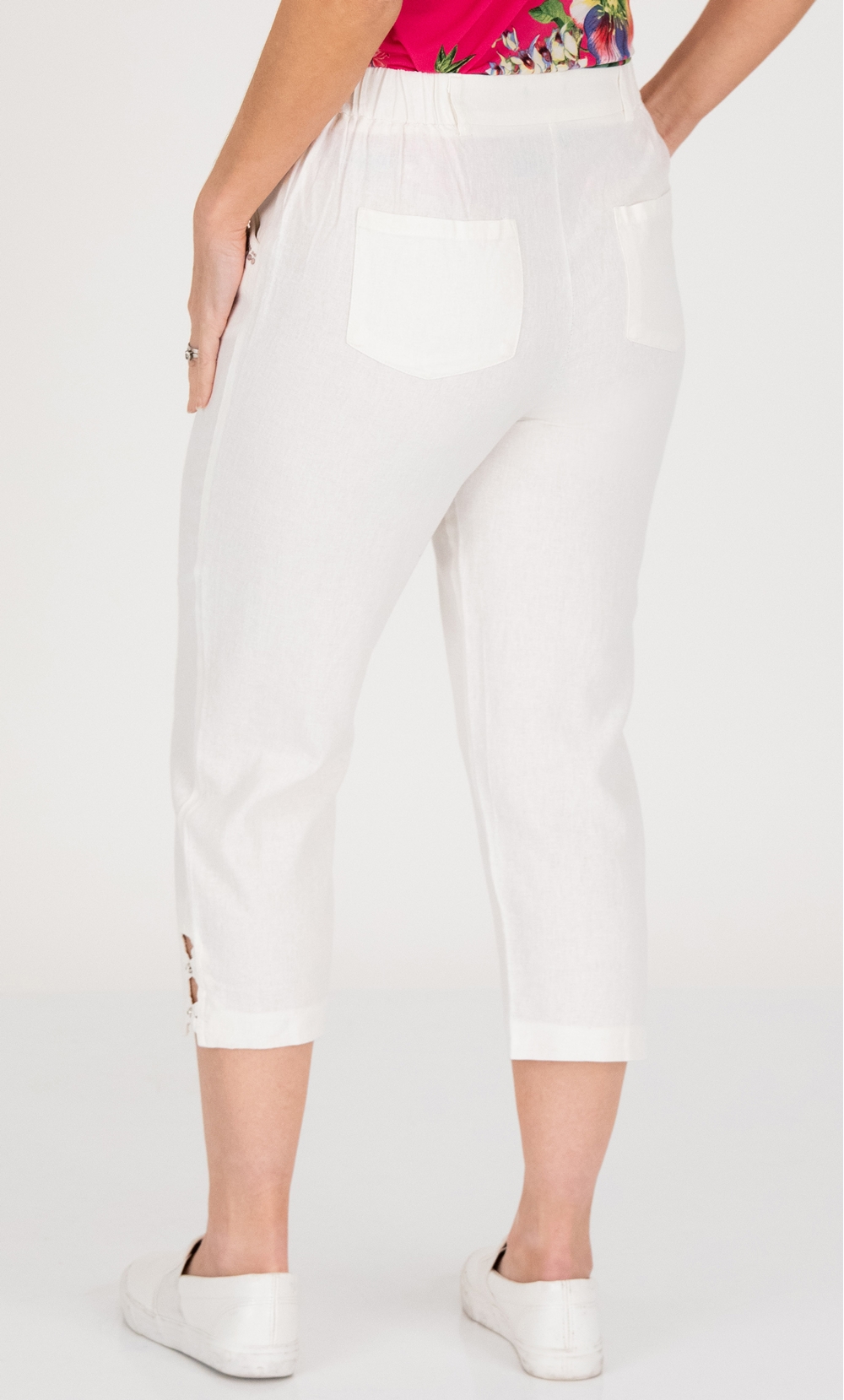 Anna Rose Embellished Cropped Linen Blend Trousers