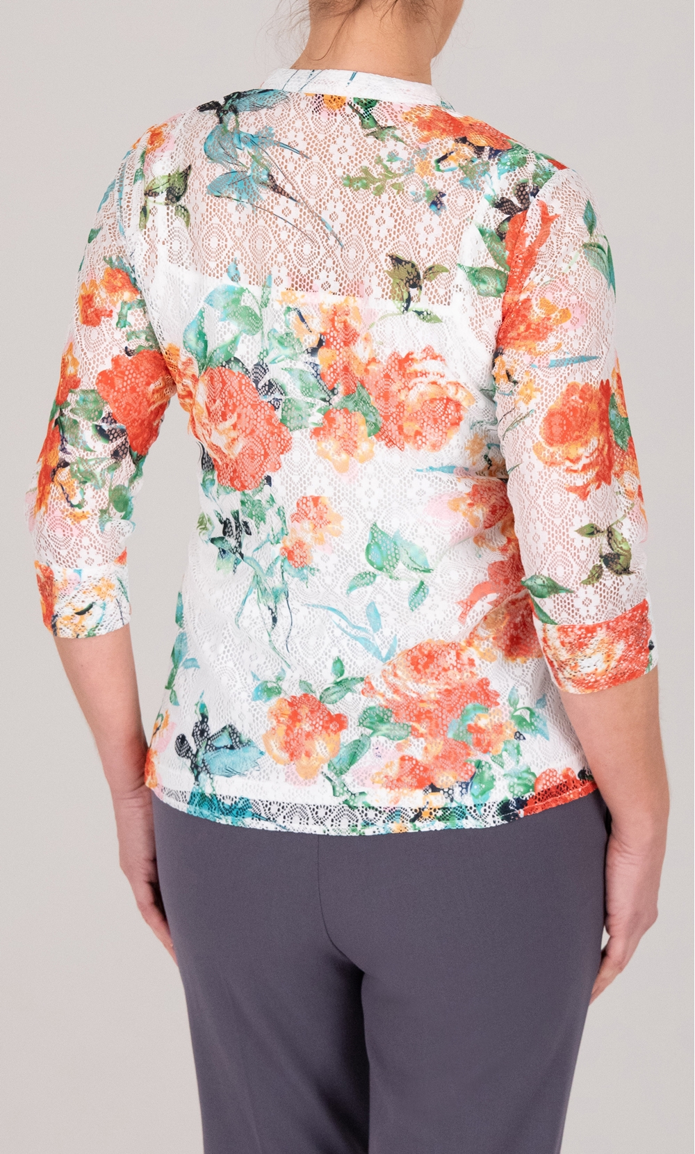 Anna Rose Floral Printed Lace Blouse