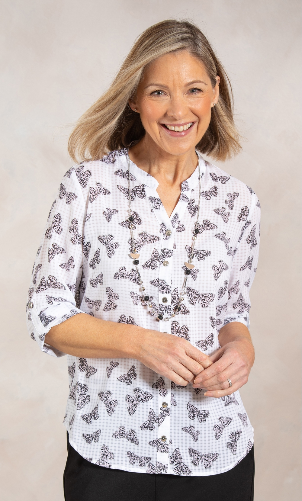Anna Rose Butterfly Print Blouse