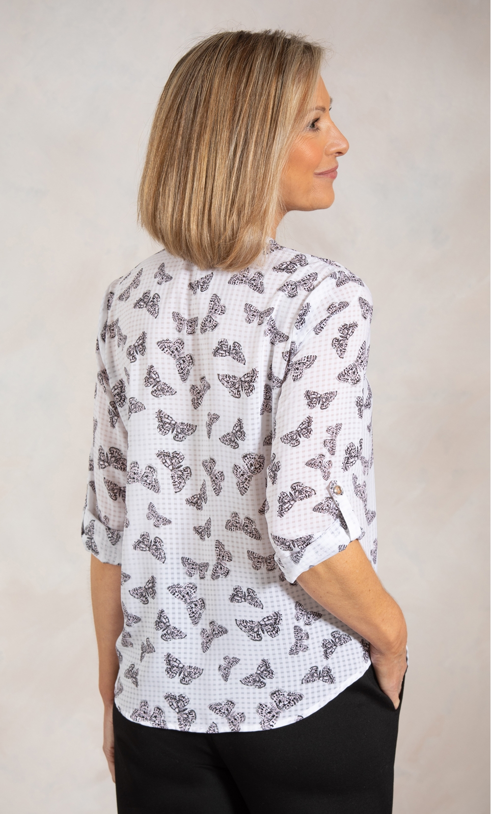 Anna Rose Butterfly Print Blouse
