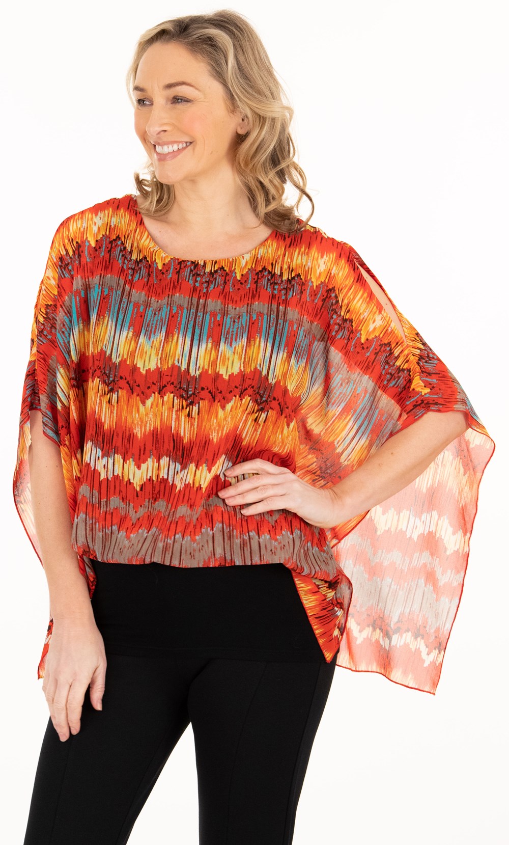 Printed Georgette And Jersey Top
