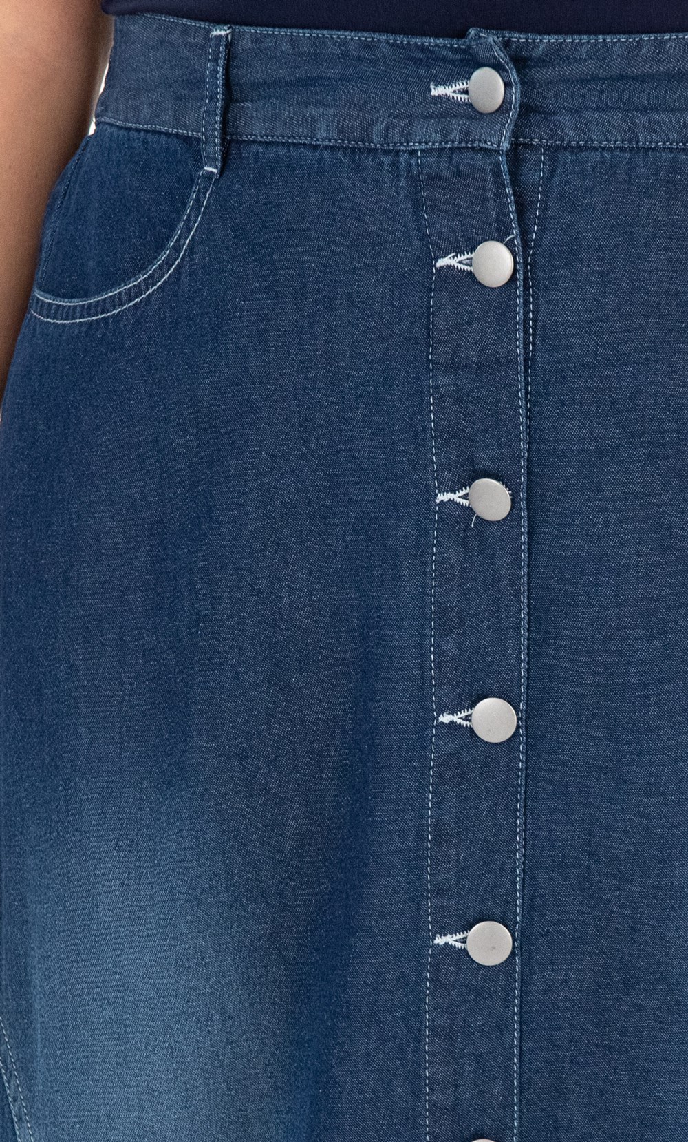 Button Maxi Denim Skirt