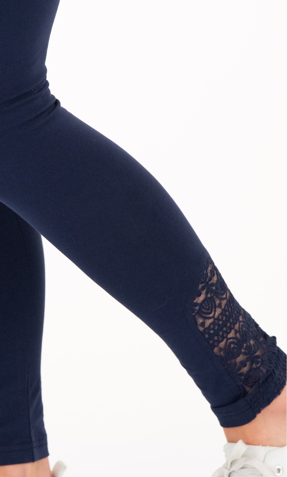 Full Length Lace Trim Jersey Leggings