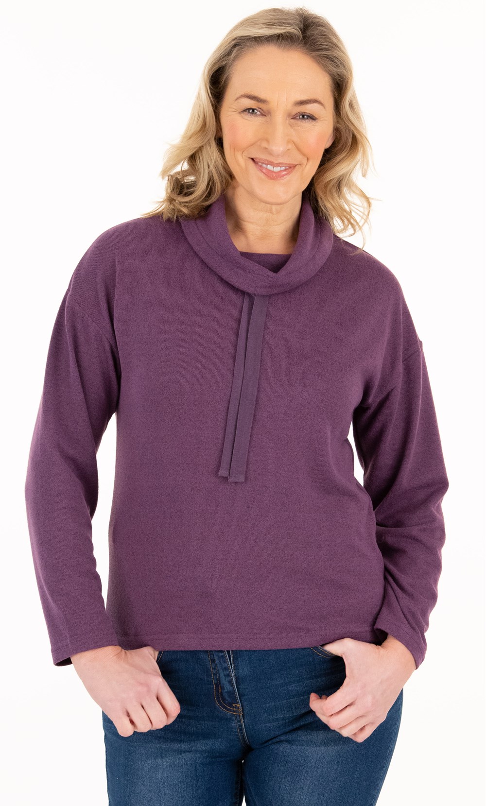 Supersoft Relaxed Cowl Neck Brushed Top