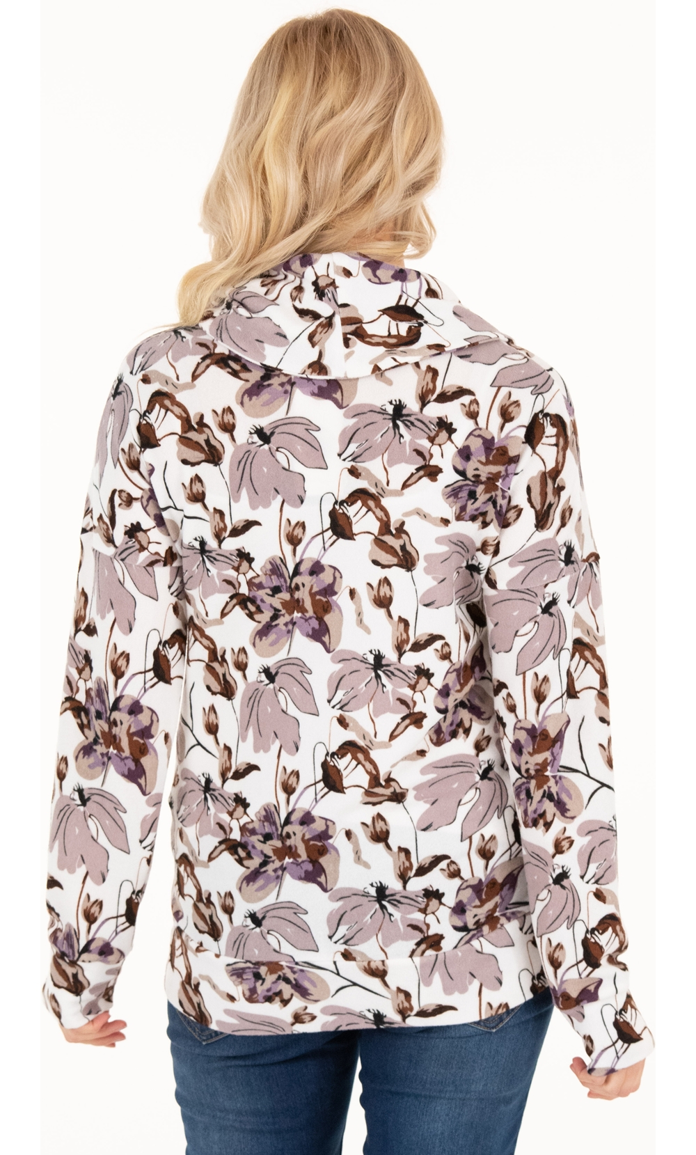 Supersoft Floral Printed Cowl Neck Sweatshirt