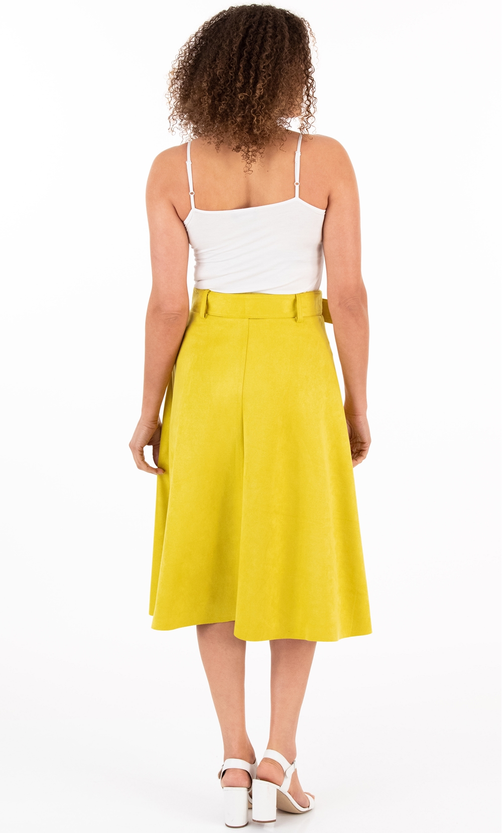 Suedette Belted Midi Skirt