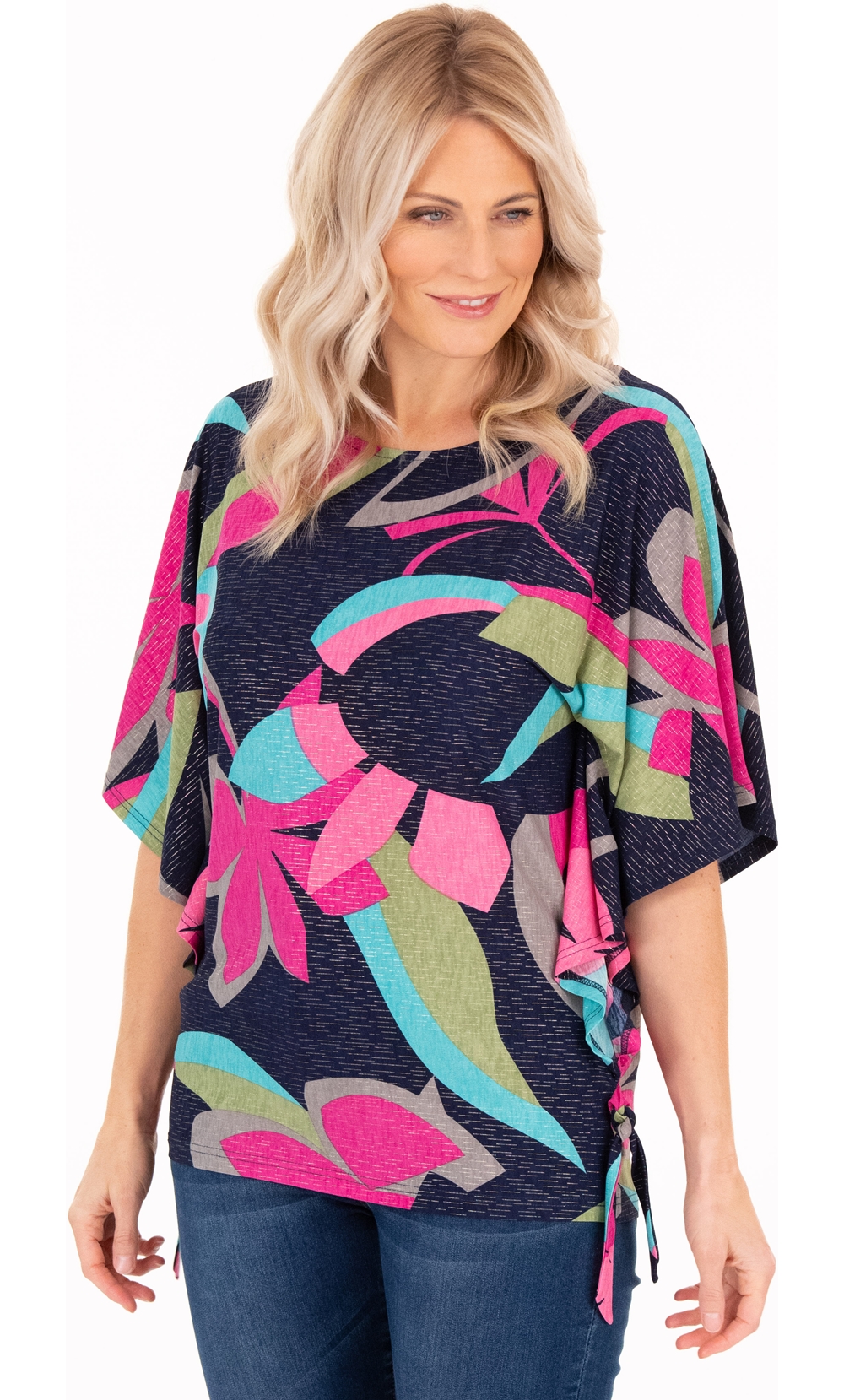 Bold Floral Print Jersey Top