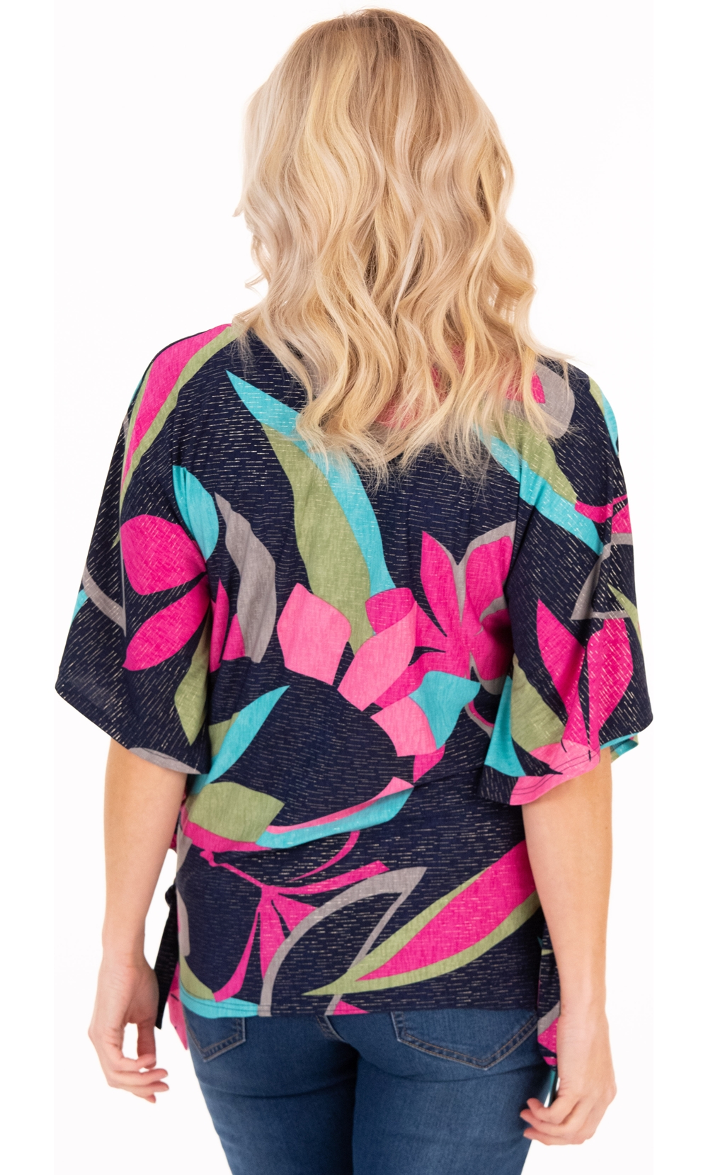 Bold Floral Print Jersey Top