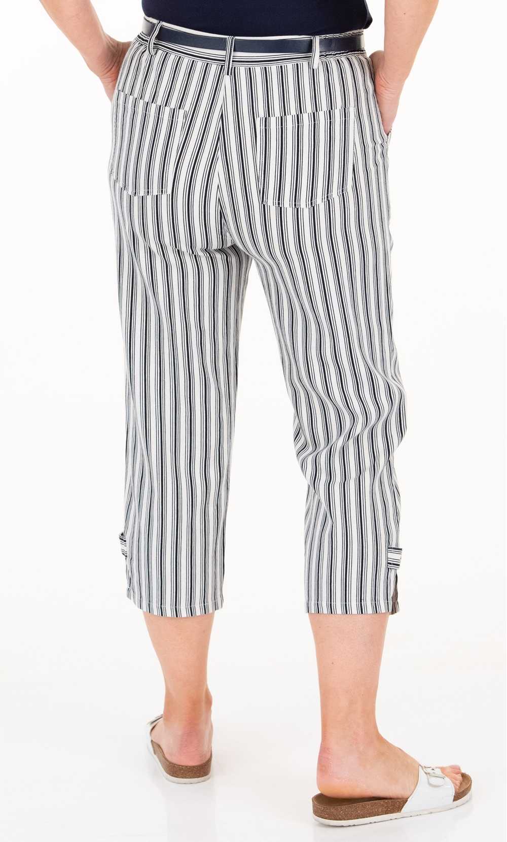 Anna Rose Linen Blend Cropped Trousers With Belt