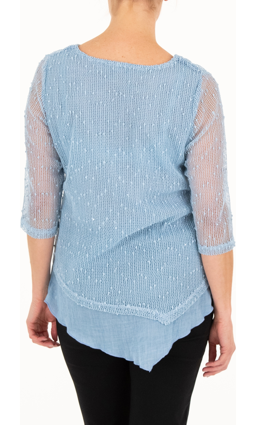 Anna Rose Mesh Layer Top With Necklace