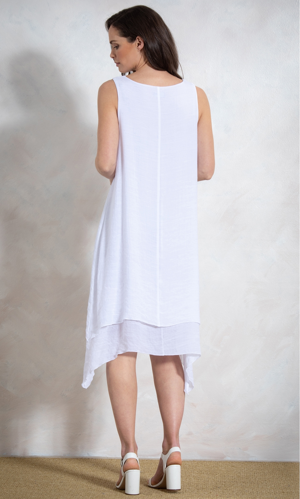 Layered Dip Hem Placement Print Sleeveless Dress
