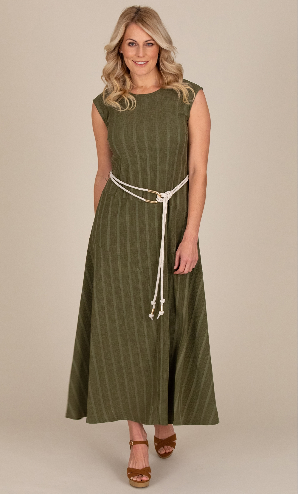 Sleeveless Textured Jersey Maxi Dress