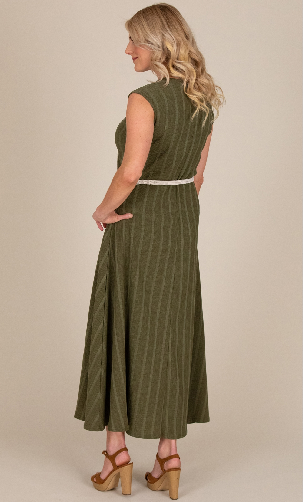 Sleeveless Textured Jersey Maxi Dress