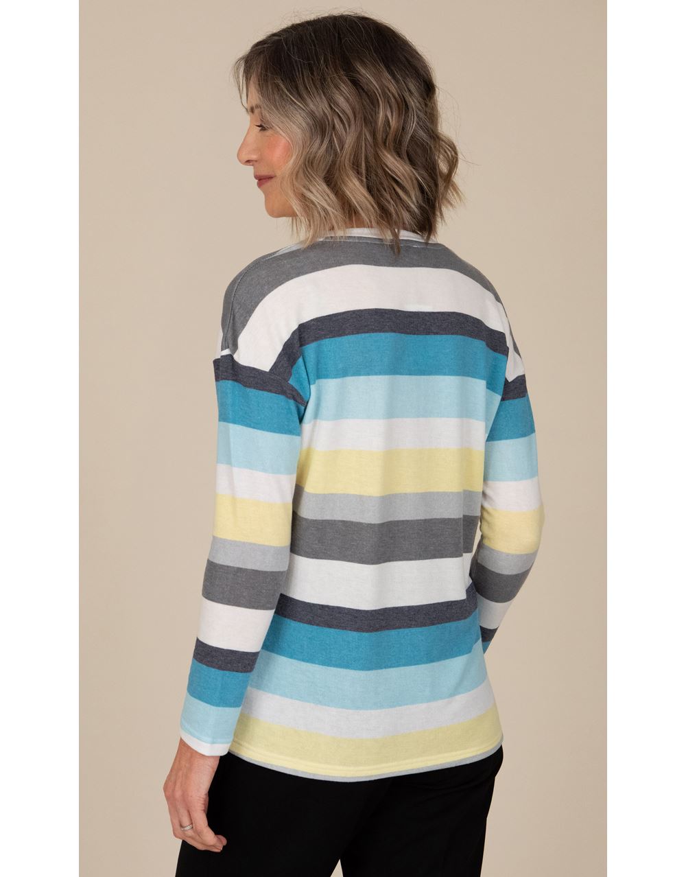Anna Rose Stripe Jersey Top With Necklace