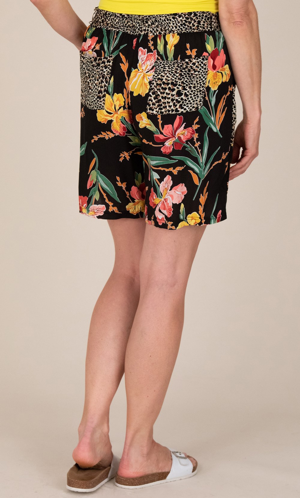 Animal And Floral Print Belted Shorts