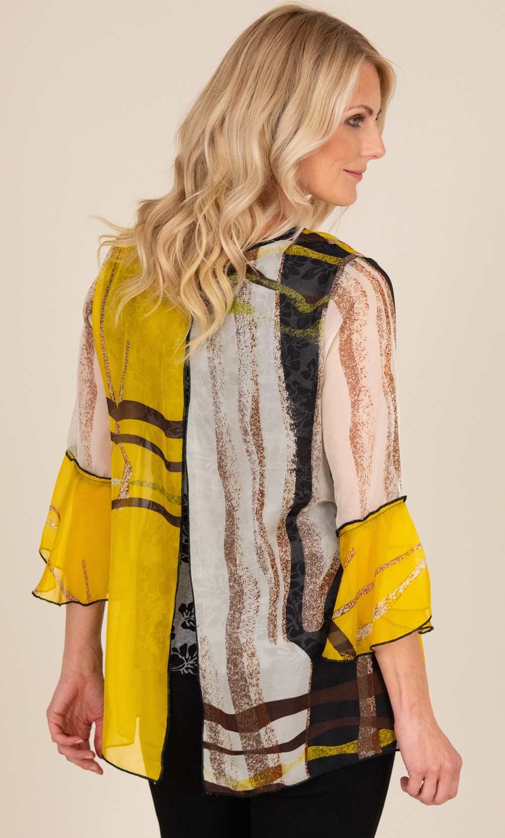 Printed Layered Georgette And Jersey Top