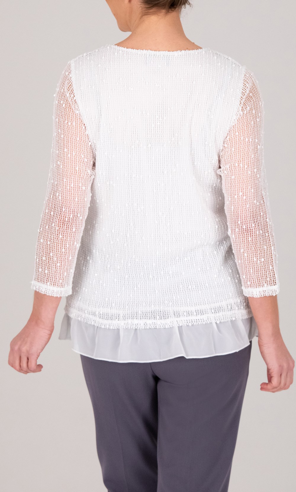 Anna Rose Embroidered Mesh Layered Top