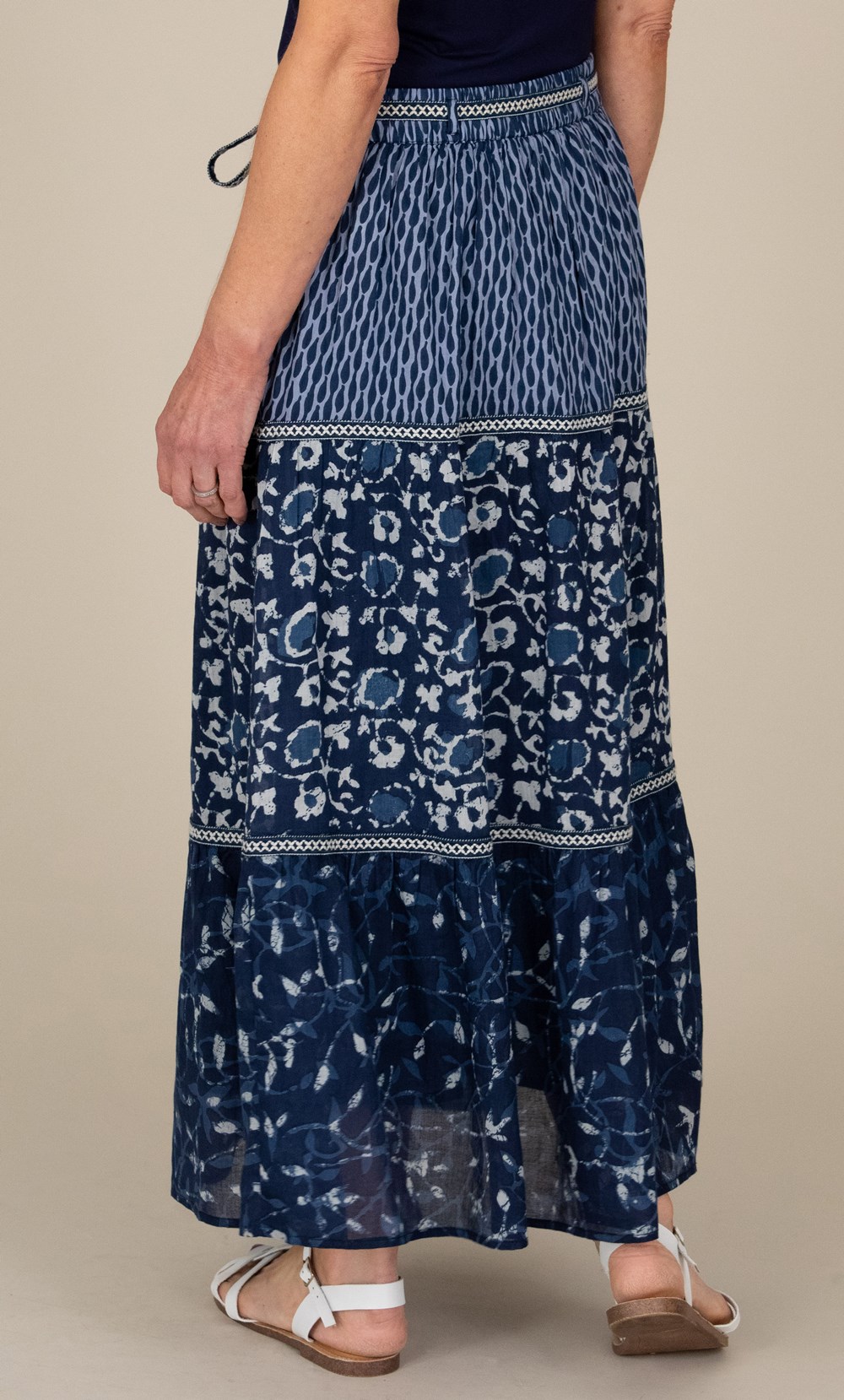 Anna Rose Pull On Printed Cotton Maxi Skirt
