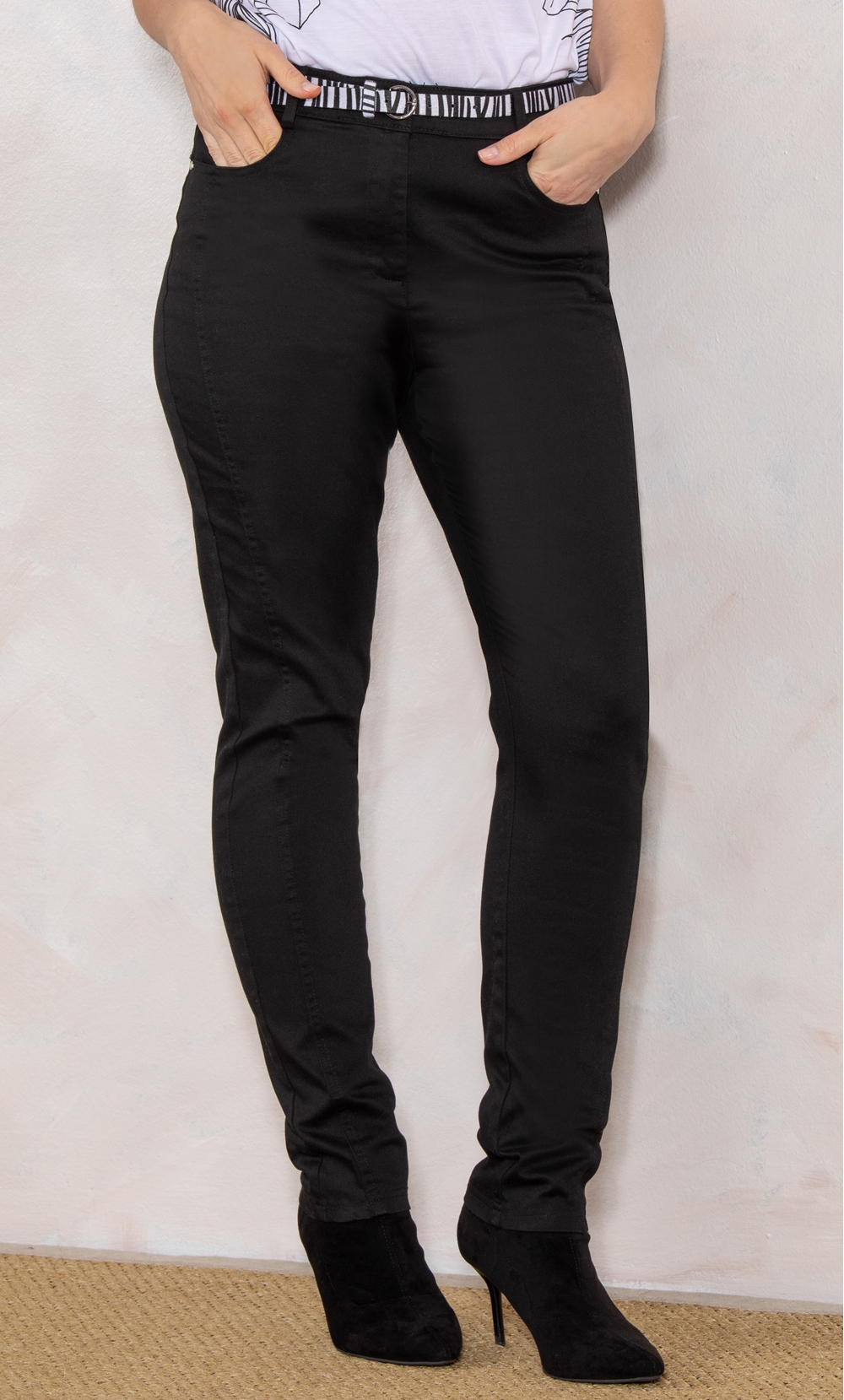 Slimline Stretch Belted Trousers