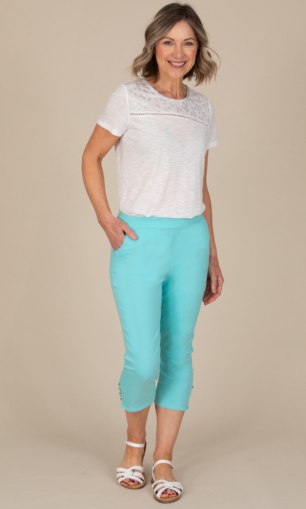 Anna Rose Cropped Embellished Trousers